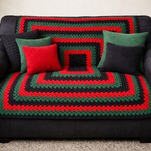 Handmade Geometric Crochet Afghan Throw Blanket Country Cowboy Rustic #0815255